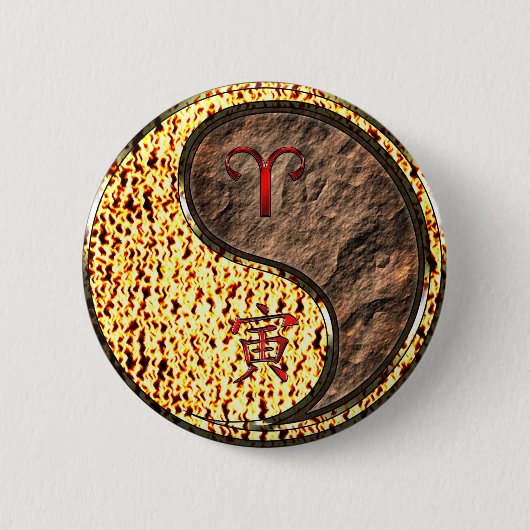 Ram & Aardetijger Ronde Button 5,7 Cm (Voorkant)
