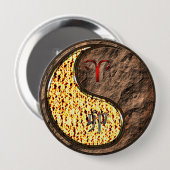 Ram & Aardse Konijn Ronde Button 4,0 Cm (Voorkant /achterkant)