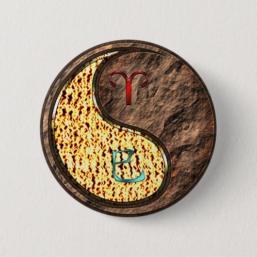 Ram & Aardse Slang Ronde Button 5,7 Cm (Voorkant)