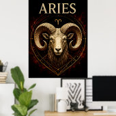 Ram Aries Dierenriem Hemellich Astrologie Symbool Poster (Thuiskantoor)