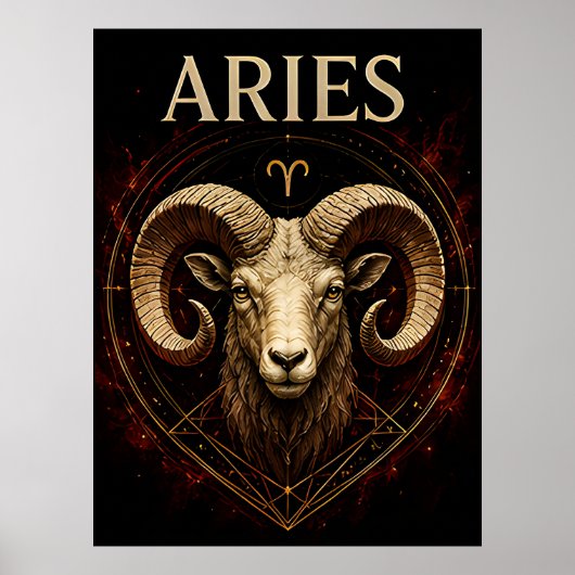 Ram Aries Dierenriem Hemellich Astrologie Symbool Poster (Voorkant)