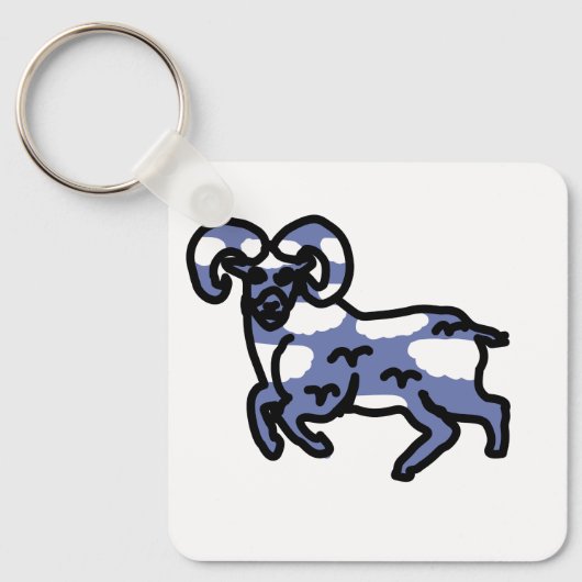 Ram Aries Keychain – Minimal Zodiac Animal (Voorkant)
