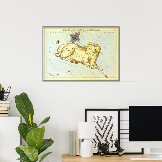 Ram Aries, sterrenbeeld, Urania's Spiegel Poster (Thuiskantoor)
