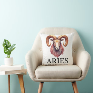 Ram Aries Waterverf   Hemel Zodiac Astrologie  Kussen