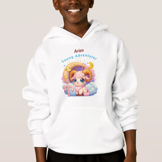 Ram Aries Zodiak Kinderen Fleece Hoodie Sweatshirt (Voorkant)