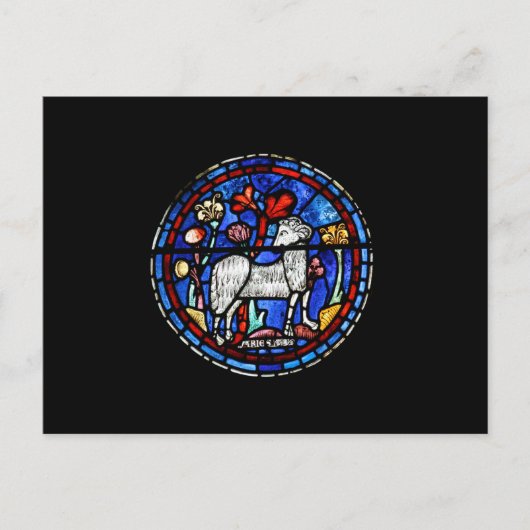 Ram Astrologie Gotisch Glas in lood Windows PostC Briefkaart (Voorkant)