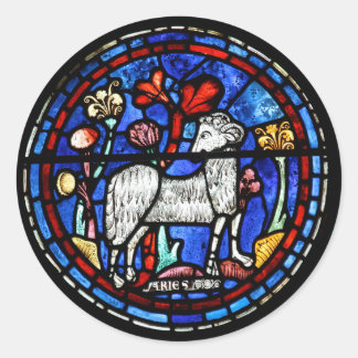 Ram Astrologie Gotisch Glas in lood Windows RS Ronde Sticker