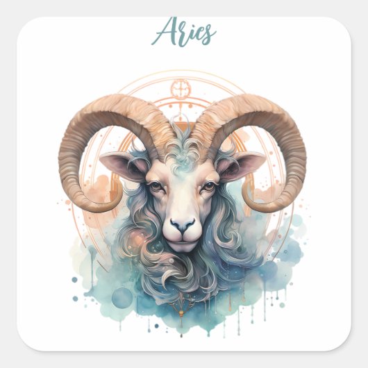 Ram Astrologie sterrenbeeld van Ram in aquarel Vierkante Sticker (Voorkant)