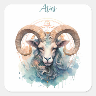Ram Astrologie sterrenbeeld van Ram in aquarel Vierkante Sticker