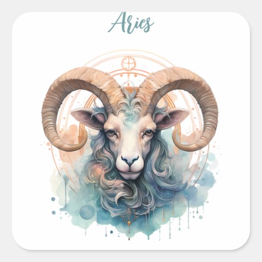 Ram Astrologie sterrenbeeld van Ram in aquarel Vierkante Sticker (Voorkant)