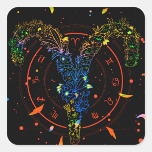 Ram Astrologisch Symbool Ontwerp Vierkante Sticker