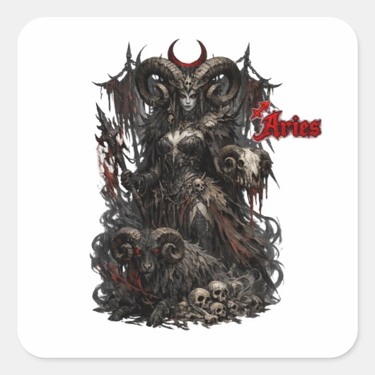 Ram — De Gehoornde Voorbode Vierkante Sticker (Voorkant)