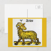 Ram de Golden Ram,  tekenen van de dierenriem Briefkaart (Voorkant / Achterkant)