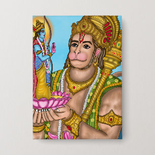 Ram en Hanuman-knop Button