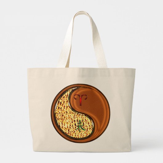 Ram en houten geit grote tote bag (Achterkant)
