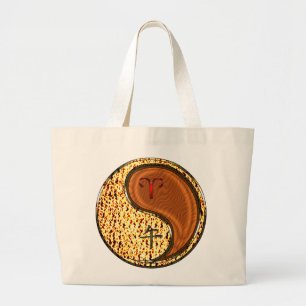 Ram en houten paard grote tote bag