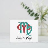 Ram en Maagd Zodiac Koppel Horoscoop Briefkaart (Staand voorkant)
