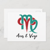 Ram en Maagd Zodiac Koppel Horoscoop Briefkaart (Voorkant / Achterkant)