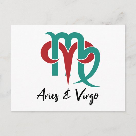 Ram en Maagd Zodiac Koppel Horoscoop Briefkaart (Voorkant)