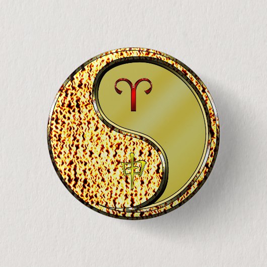 Ram en metalen aap ronde button 3,2 cm (Voorkant)