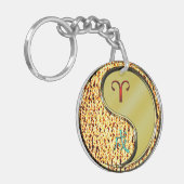 Ram en metalen hond sleutelhanger (Voorkant Links)