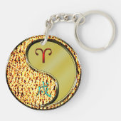 Ram en metalen hond sleutelhanger (Achterkant)