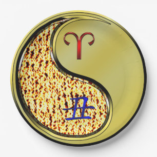 Ram en metalen os papieren bordje