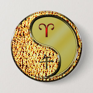 Ram en metalen paard ronde button 7,6 cm