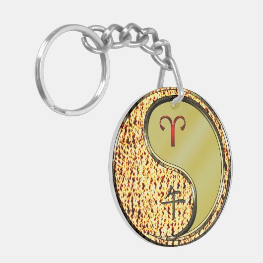 Ram en metalen paard sleutelhanger (Voorkant Links)