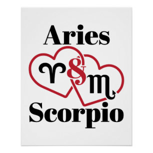 Ram en Schorpioen Koppel Zodiac Astrologie Harten Perfect Poster