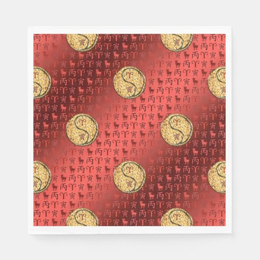 Ram en vuur tijger servet (Voorkant)