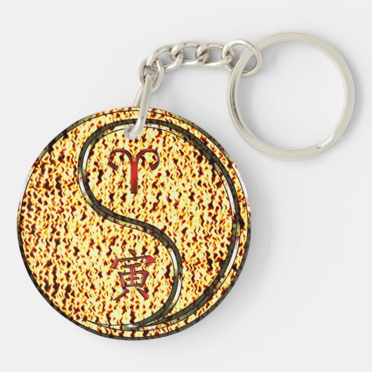 Ram en vuur tijger sleutelhanger (Achterkant)