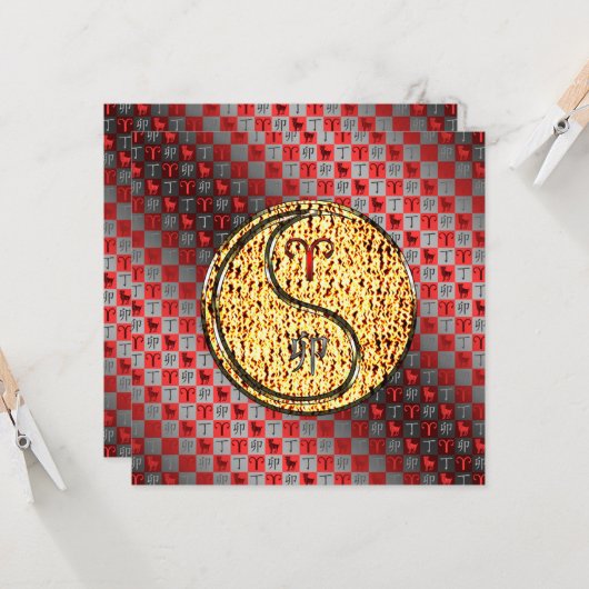 Ram en vuurkonijn kaart (Voorkant / Achterkant in situ)