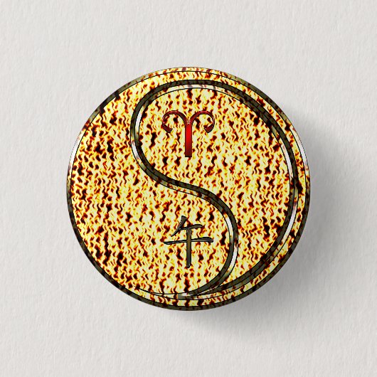 Ram en vuurpaard ronde button 3,2 cm (Voorkant)