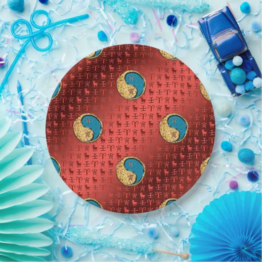 Ram en water tijger papieren bordje (Feest)