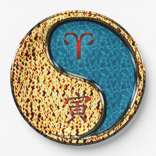 Ram en water tijger papieren bordje (Voorkant)