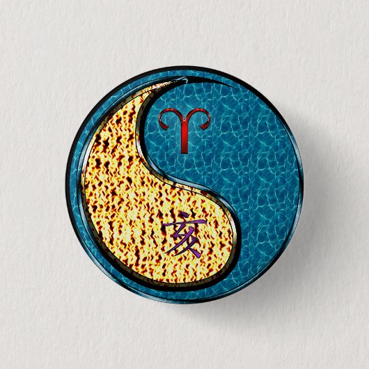 Ram en waterbeer ronde button 3,2 cm (Voorkant)