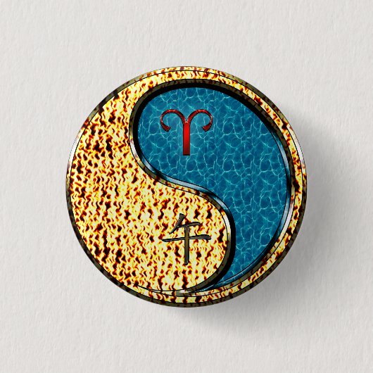 Ram en waterpaard ronde button 3,2 cm (Voorkant)