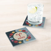 Ram Flowers Square Glass Onderzetter (Schuin)