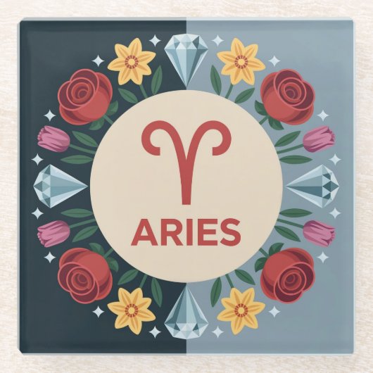 Ram Flowers Square Glass Onderzetter (Voorkant)