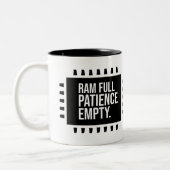 Ram full patiencie empty tweekleurige koffiemok (Links)