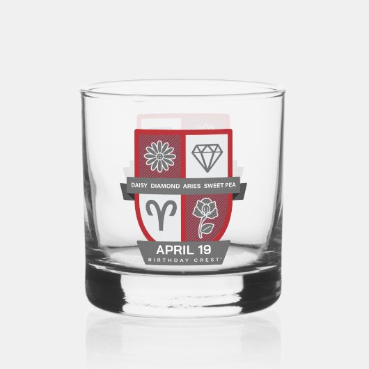 Ram Geboortedag Wapen™ voor 1-19 april Whisky Glas (Voorkant)