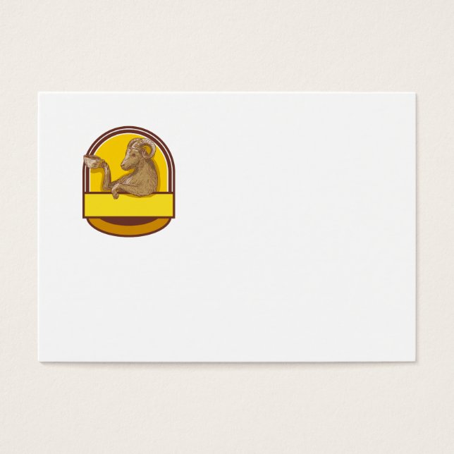 Ram Geit Drink Koffiecrest Tekening Visitekaartjes (Voorkant)