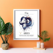 Ram Gepersonaliseerde Elegante Zodiac Waterverf Poster
