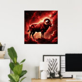 Ram Geschenk voor Ram Sterrenbeeld voor Dappere Vu Poster (Thuiskantoor)