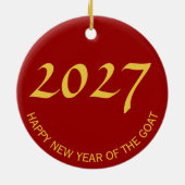 Ram Goat Year Gold-gegraveerd Symbool Zodiac RCO Keramisch Ornament (Achterkant)