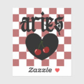 Ram Gotische esthetische geruite kersenkunst Sticker (Vel)