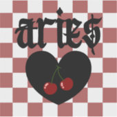 Ram Gotische esthetische geruite kersenkunst Sticker (Voorkant)