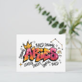 Ram Graffiti Zodiac Briefkaart (Staand voorkant)