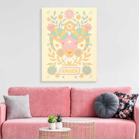 Ram Hemelse Dierenriem Pastel Dromen Muur Kunsten Canvas Afdruk (Insitu (Woonkamer))